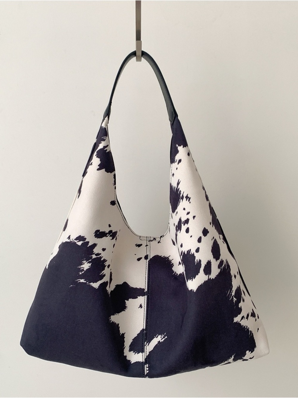 Black and White Cowprint Shoulder Bag - Women's Fashion Tote
